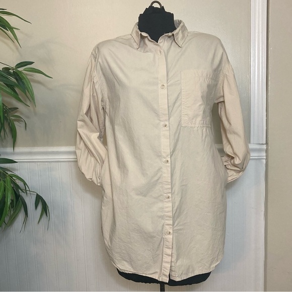 Zara Women’s Cotton, Oversized,‎ Button down Tunic Shirt, EUC size 11/12 - Picture 8 of 12